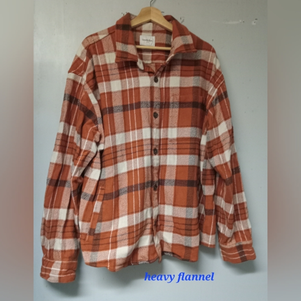 Goodfellow & Co Rust and White Plaid Flannel Shirt